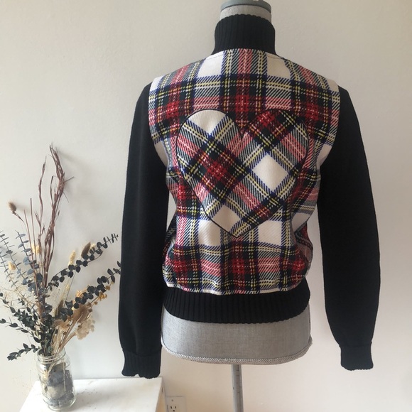 Moschino Jeans Plaid Knit Bomber Jacket - Picture 6 of 9